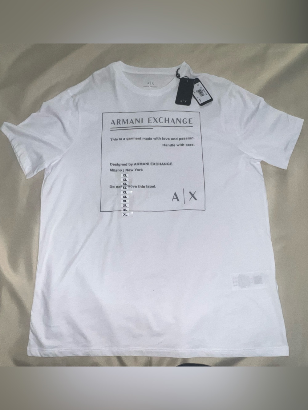 Armani Exchange White Crewneck T-Shirt with Boxed Logo Print
